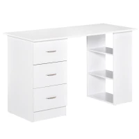 HOMCOM 47" Modern Home Office Computer Desk Bookcase Combo Writing Table Workstation with 3 Drawer and Storage Shelf - White(m-1)