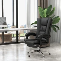 Vinsetto PU Leather Executive Massage Office Chair with 4 Vibration, Computer Desk Chair, Heated Reclining Chair with Adjustable Height, Swivel Wheels, Black(m-2)