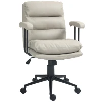 HOMCOM Home Office Chair, PU Leather Computer Desk Chair, Swivel Task Chair with Adjustable Height, Light Gray(m-11)