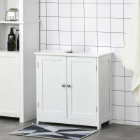 kleankin Bathroom Vanities, Bathroom Sink Cabinets with U-Shape Cut-Out and Adjustable Internal Shelf, White(m-12)