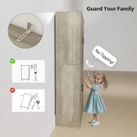 HOMCOM Farmhouse Kitchen Pantry, 72" Tall Pantry Cabinet with 4 Barn Doors, 4 Adjustable Shelves and 8 Door Shelves, Gray Wash(m-8)