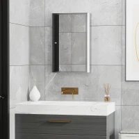 HOMCOM Bathroom Mirrored Cabinet, Vertical 16" x 24" Stainless Steel Frame Medicine Cabinet, Wall-Mounted Storage Organizer with Single Door(m-2)