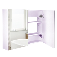 HOMCOM Double Door Wall Mounted Bathroom Mirror, 31.5" x 23.5" Medicine Cabinet with Modern Design, Large Storage, & Quiet Hinges