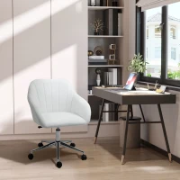 Vinsetto Mid Back Home Office Chair Computer Desk Chair with PU Leather, Adjustable Height, Swivel Wheels for Study, Bedroom, White(m-2)