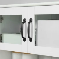 HOMCOM Freestanding Kitchen Pantry, 4-Door Buffet Cabinet with Hutch, Coffee Bar with Adjustable Shelves, 63.5 Inches, White(m-9)