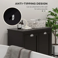 HOMCOM Bathroom Storage Cabinet, Tilt-Out Laundry Hamper with 2 Compartments, Black(m-6)