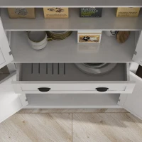 HOMCOM 72.5" Kitchen Cabinet, Pantry Storage Cabinet with Doors and Shelves, Freestanding Food Pantry Cabinet, White Wood Grain(m-8)