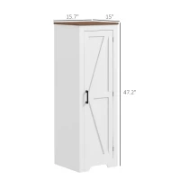 HOMCOM Farmhouse Accent Cabinet with Adjustable Shelf Barn Door Storage Cabinet for Living Room Floor Pantry Cabinet, White(m-3)