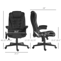 HOMCOM 6 Point Executive Office Chair with Heat, Velvet High Back Vibrating Massage Office Chair, Black(m-3)