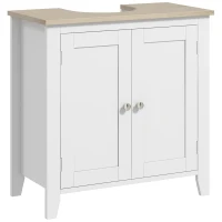 Kleankin Pedestal Sink Storage Cabinet, Under Sink Cabinet with U-Shape and Adjustable Internal Shelf, White(m-1)