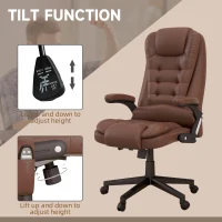 HOMCOM Massage Office Chair, Heated Reclining Computer Chair with 6 Vibration Points, Armrest and Remote, Brown(m-5)