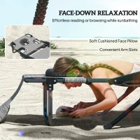 Outsunny Folding Lounge Chair w/ Reclining Back, Mixed Grey(m-4)
