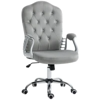 Vinsetto Velvet Office Chair Desk Chair with 360 Degree Swivel Wheels Adjustable Height Tilt Function Light Gray(m-1)
