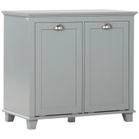 HOMCOM Dual Tilt out Laundry Hamper Cabinet, Bathroom Storage Cabinet with 2-Compartment Hamper, Modern Bathroom Floor Cabinet for Washroom, Gray(m-1)