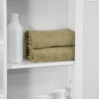 HOMCOM Bathroom Medicine Cabinet with Mirror, Bathroom Mirror Cabinet, Wall Mount Mirror Medicine Cabinet with Multiple Storage Shelves, White(m-10)