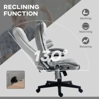 HOMCOM 6 Point Executive Office Chair with Heat, Velvet High Back Vibrating Massage Office Chair, Gray(m-6)