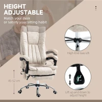 Vinsetto Massage Office Chair with 6 Points and Heat, Reclining Computer Chair with Adjustable Height and Footrest, Cream White(m-5)