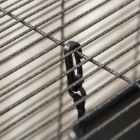 PawHut Metal Small Animal Cage Rolling Big Ferret Cage, Chinchilla Cage, Sugar Glider Cage, with Hammock & 4 Tiers, Removable Tray, Gray(m-9)