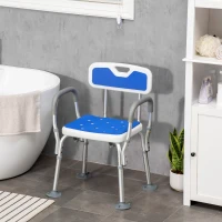 HOMCOM EVA Padded Shower Chair with Arms and Back, Bath Seat with Adjustable Height, Anti-slip Shower Bench for Seniors and Disabled, Tool-Free Assembly, 299lbs(m-10)
