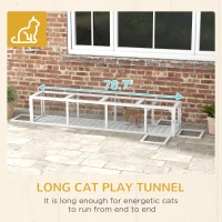 PawHut Wooden Cat Run with Weather Protection, Connecting Inside and Outside, 79"L x 15"W x 15"H, White(m-7)