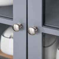 HOMCOM Elegant Buffet with Hutch, Kitchen Pantry Storage Cabinet with Framed Glass Door Drawer and Microwave Space, Gray(m-10)