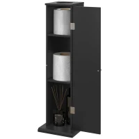 HOMCOM Small Toilet Paper Cabinet, Bathroom Corner Cabinet with Doors and Shelves for Paper Shampoo, Black(m-1)