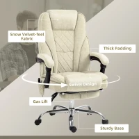 Vinsetto Massage Office Chair, Heated Reclining Computer Chair with Adjustable Height and Footrest, Beige(m-7)