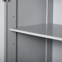 Kleankin Freestanding Bathroom Floor Cabinet, Wooden Bathroom Cabinet with 2 Doors, 2 Drawers and Adjustable Shelf, Gray(m-9)