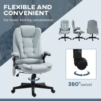 Vinsetto 6 Point Vibrating Massage Office Chair with Heat, Microfiber Massage Desk Chair with Reclining Backrest, Light Gray(m-8)