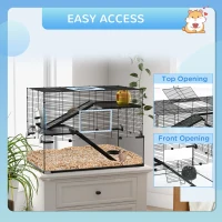 PawHut 31" Hamster Cage, Gerbil Cage with Glass Basin for Small Hamsters, Black(m-7)