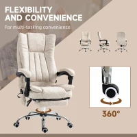 Vinsetto Massage Office Chair with 6 Points and Heat, Reclining Computer Chair with Adjustable Height and Footrest, Cream White(m-6)