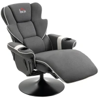 HOMCOM Manual Recliner, Swivel Lounge Armchair with Footrest and Two Cup Holders for Living Room, Black(m-11)