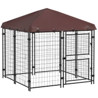 PawHut 4.6' x 4.6' x 5' Dog Kennel Outdoor with Waterproof Canopy, Large Door(m-11)