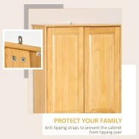 HOMCOM 67" Pinewood Kitchen Pantry Storage Cabinet, Freestanding Cabinets with Doors and Shelves, Dining Room(m-8)