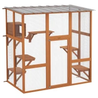 PawHut Catio Cat Window Box Outside Enclosure with Bridge Platforms(m-11)