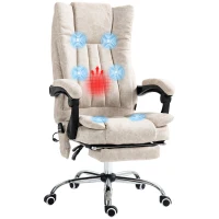 Vinsetto Massage Office Chair with 6 Points and Heat, Reclining Computer Chair with Adjustable Height and Footrest, Cream White(m-2)