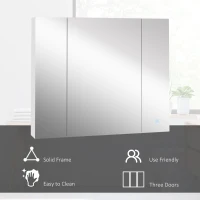 kleankin LED Medicine Cabinet, Wall-Mounted Bathroom Vanity Mirror Organizer with Dimmer Touch Switch, USB Charged, White(m-7)