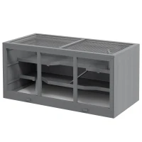 PawHut Extra Large Wooden Hamster Cage with Opening Roof, Hut, Ramps, Gray(m-12)
