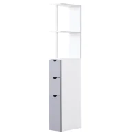 HOMCOM 54" Tall Bathroom Storage Cabinet, Freestanding Linen Tower with 2-Tier Shelf and Drawers, Narrow Side Floor Organizer, White(m-13)