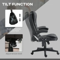 HOMCOM 6 Point Vibrating Massage Office Chair with Heat, Microfiber High Back Executive Office Chair with Reclining Backrest, Padded Armrests and Remote, Black(m-7)
