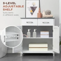 kleankin Bathroom Floor Cabinet, Freestanding Linen Cabinet, Storage Cabinet with 2 Drawers, Double Doors, Adjustable Shelf, White(m-5)