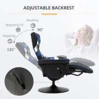 Vinsetto Gaming Chair, Racing Style Computer Recliner with Lumbar Support, Footrest and Cup Holder, Black/White/Blue(m-4)