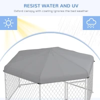 PawHut 6.9' x 6.1' x 4.9' Dog Kennel Outdoor for Medium and Large-Sized Dogs with Waterproof UV Resistant Roof, Silver(m-6)