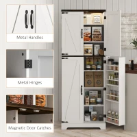 HOMCOM 64" Tall Kitchen Pantry Cabinet with Motion Sensor Light, Spice Racks and Adjustable Shelves, White(m-9)