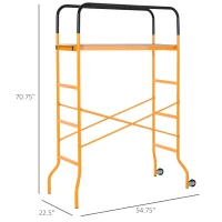 HOMCOM 4-Step Steel 4.6 x 2 x 6 ft. Scaffold 2 Wheels Free Moving for Indoor & Outdoor Decoration Anti-Skid, 440 Pound Capacity(m-3)