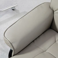 HOMCOM Faux Leather Recliner with Ottoman, Swivel Recliner Chair and Ottoman with High Back and Wood Base, Gray(m-8)