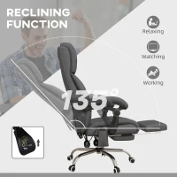 Vinsetto Executive Massage Office Chair with 4 Vibration, Computer Desk Chair, PU Leather Heated Reclining Chair with Adjustable Height, Swivel Wheels, Gray(m-7)