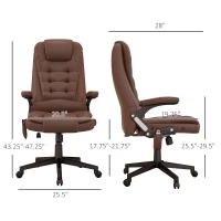 HOMCOM Massage Office Chair, Heated Reclining Computer Chair with 6 Vibration Points, Armrest and Remote, Brown(m-3)