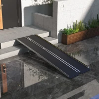 HOMCOM FSA/HSA Eligible Wheelchair Ramp, 8FT Foldable Threshold Ramp, Aluminum Handicap Ramp with Non-Slip Surface, Transition Plates Above and Below for Home, Doorways, Steps, 600lbs Capacity(m-10)