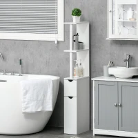 kleankin Bathroom Storage Cabinet with Open Shelves, White(m-11)